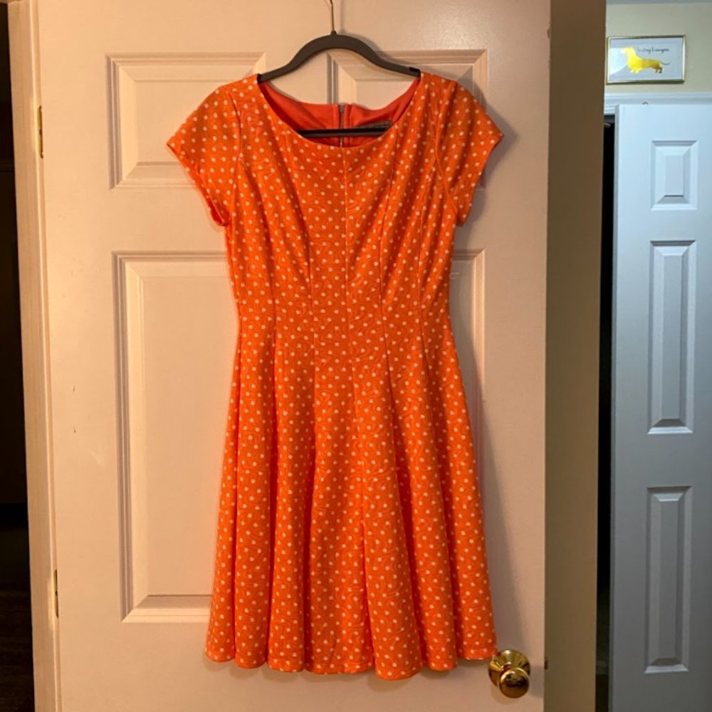 Cute Coral Poke A Dot Dress Never Worn Size 10